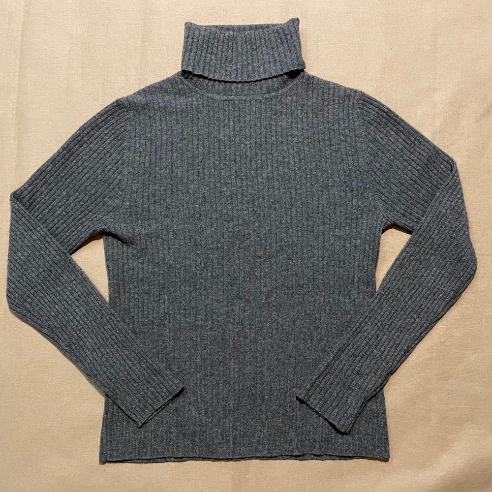 Vintage Valerie Stevens 100% Cashmere Turtleneck Sweater Sz M Gray Capsule
